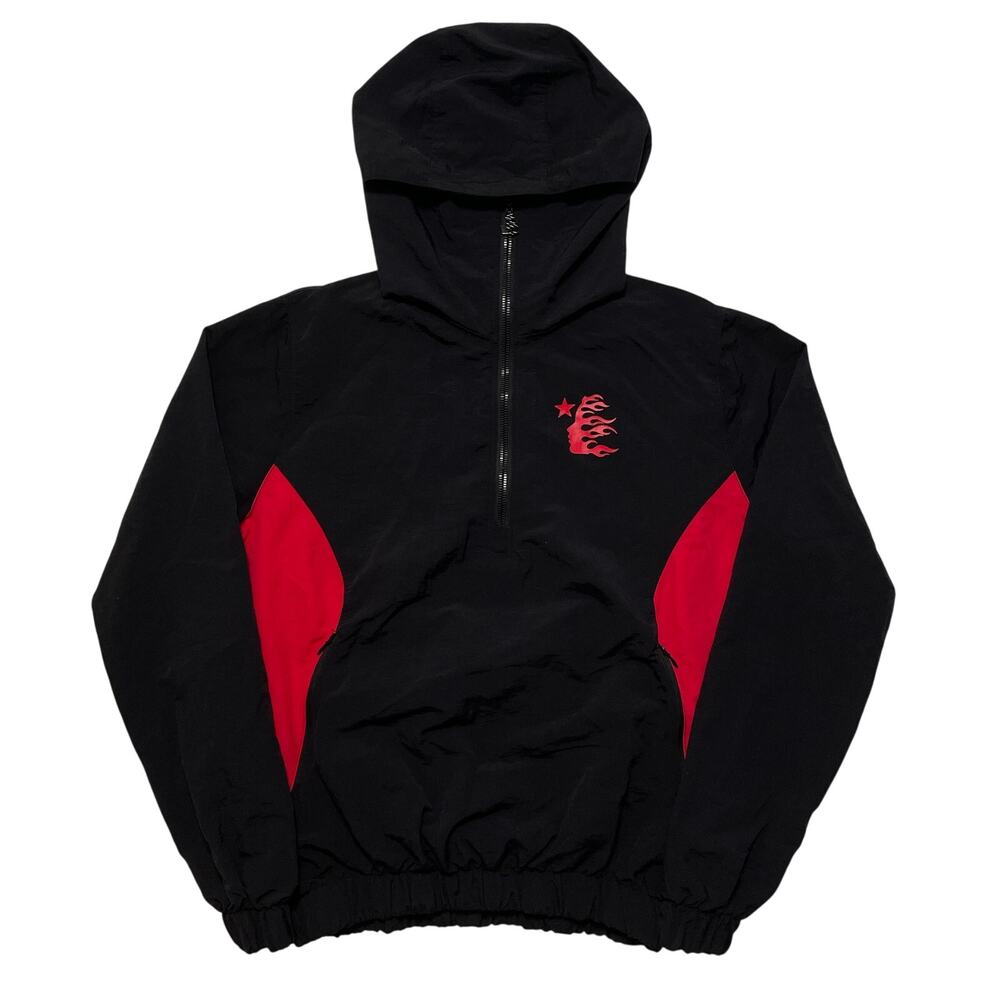 Hellstar Black & Red Zip Up Hooded Windbreaker Jacket XS Sample